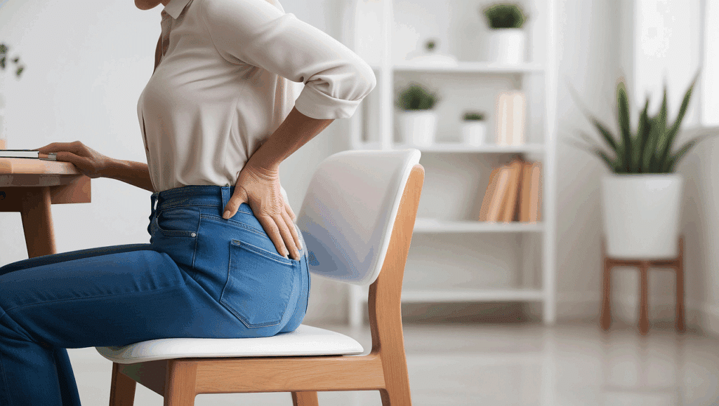 femme ayant mal au dos au travail